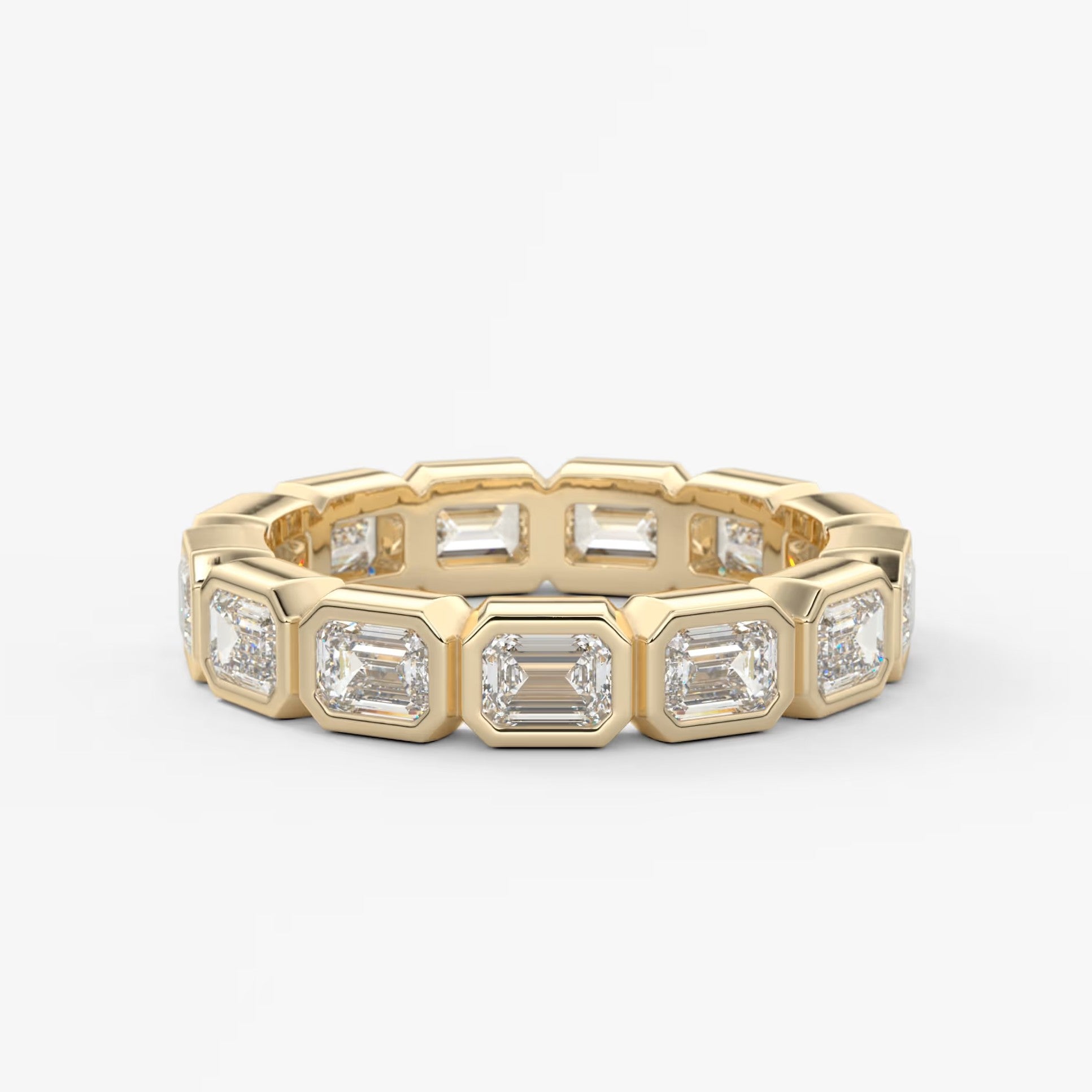 Valora east-west emerald bezel eternity band