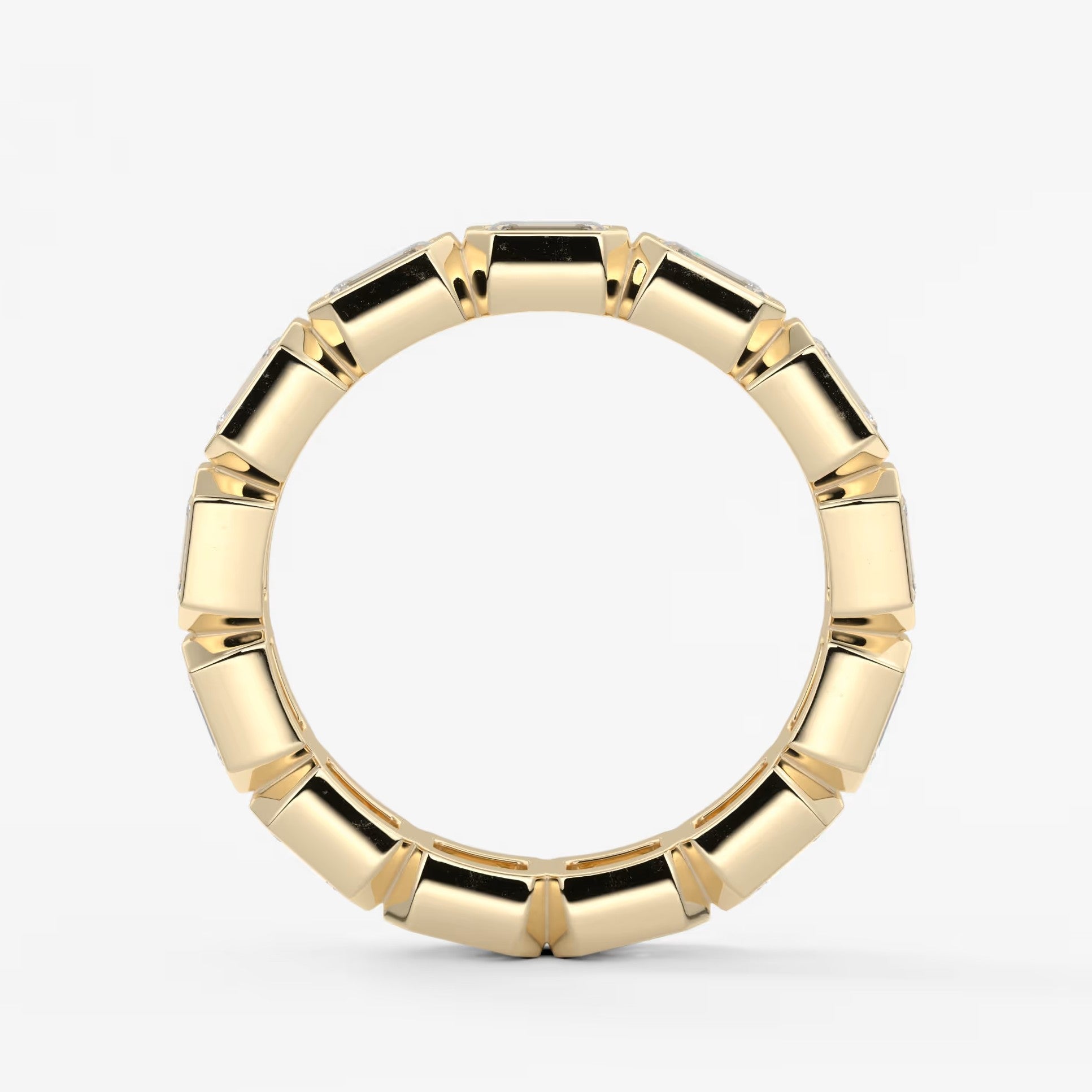 Valora east-west emerald bezel eternity band