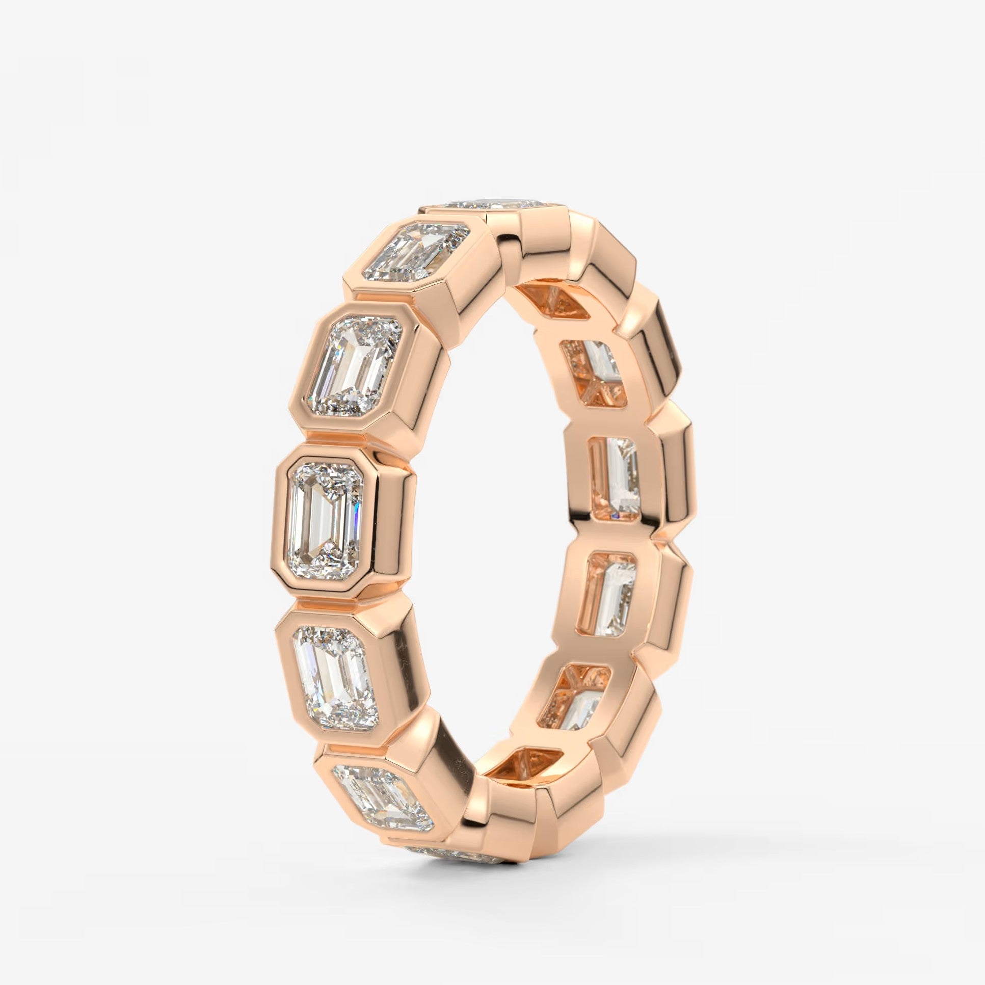 Valora east-west emerald bezel eternity band