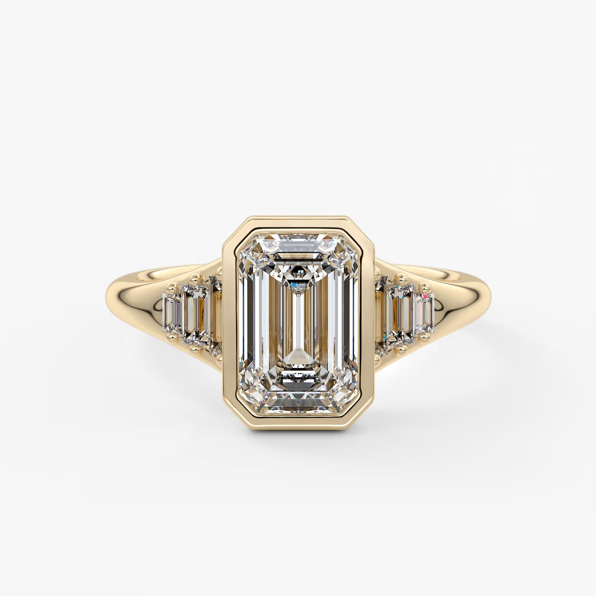 Véda emerald heirloom – seven-stone graduated baguette ring