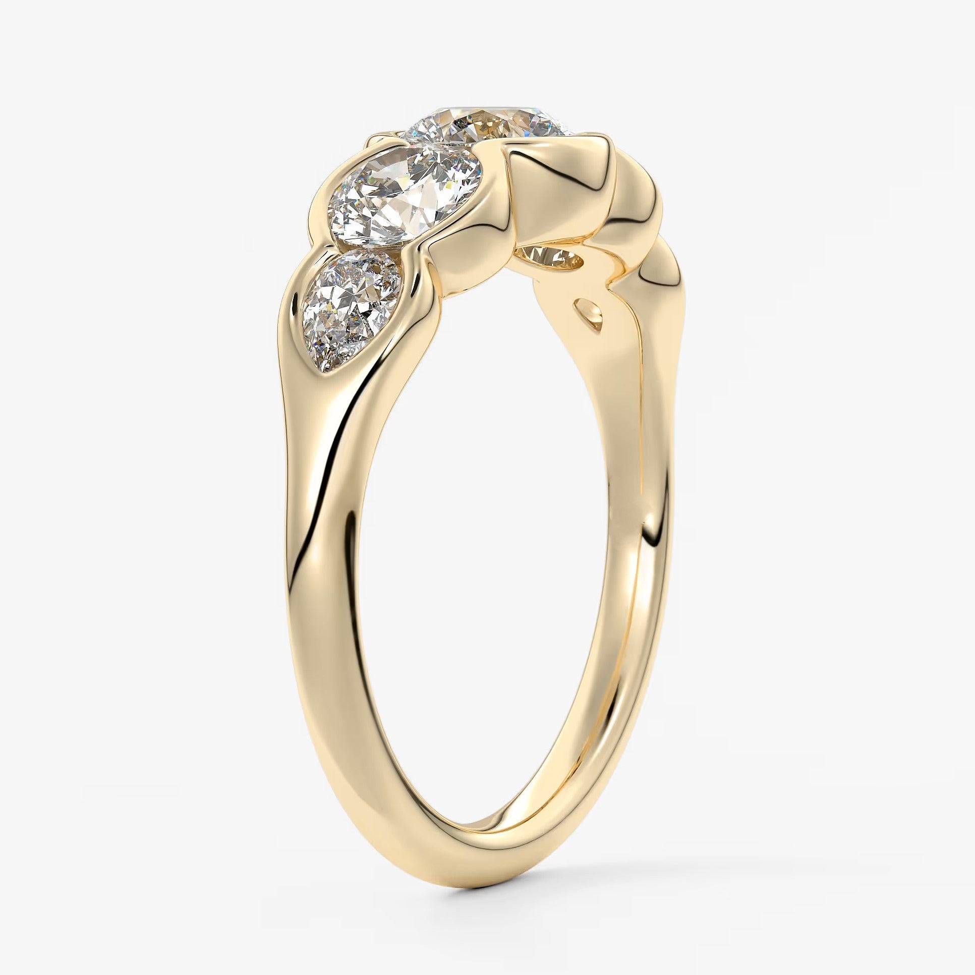 Virelle round and pear half-bezel engagement ring