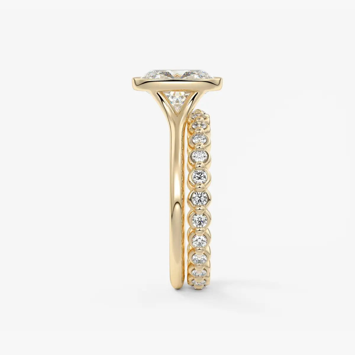 Custom made aeris elongated cushion bezel engagement ring | diamond lab