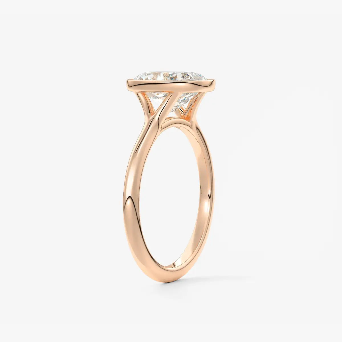 Custom made aeris elongated cushion bezel engagement ring | diamond lab