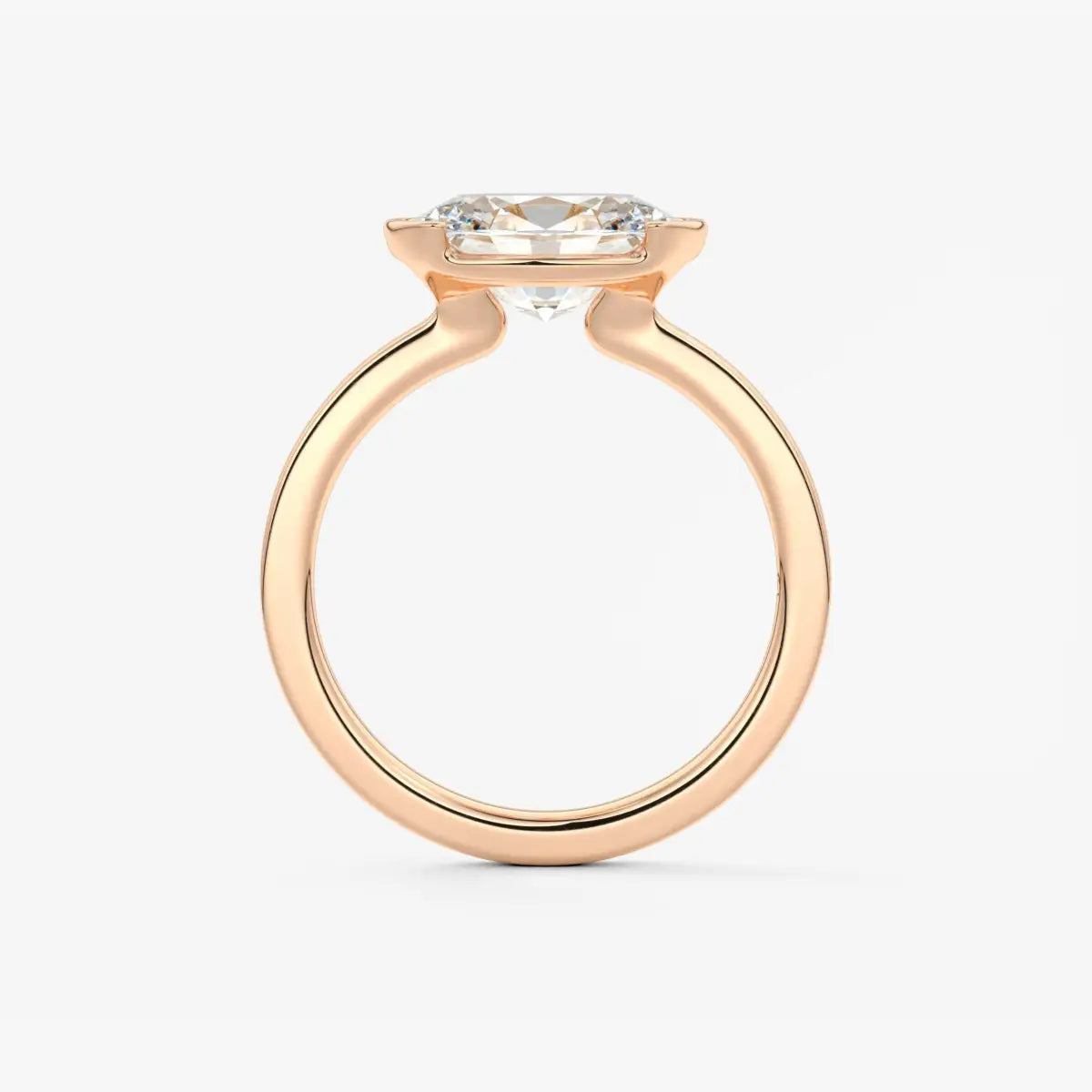 Custom made alosta oval east-west half bezel ring | lab diamond or moissanite