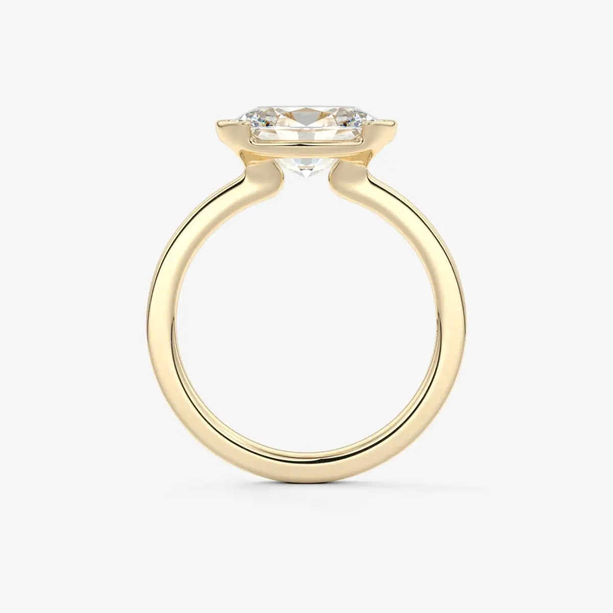 Custom made alosta oval east-west half bezel ring | lab diamond or moissanite