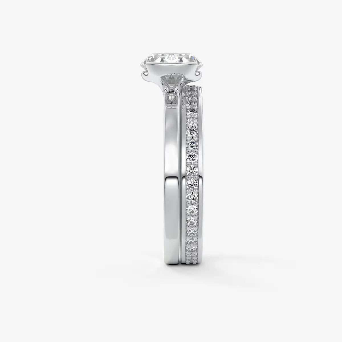Custom made alosta oval east-west half bezel ring | lab diamond or moissanite