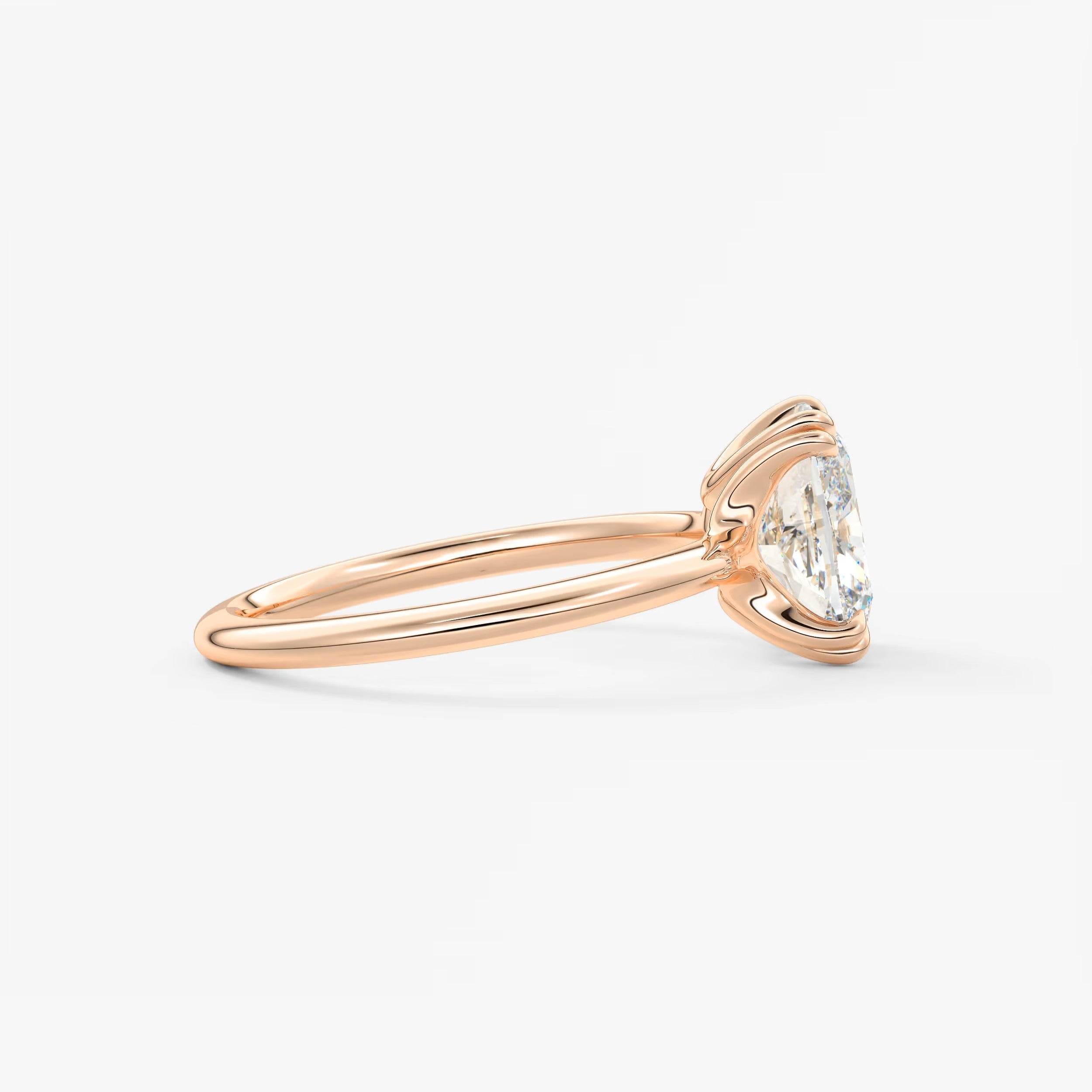 Custom made aura glide elongated cushion solitaire ring – lab diamond or moissanite