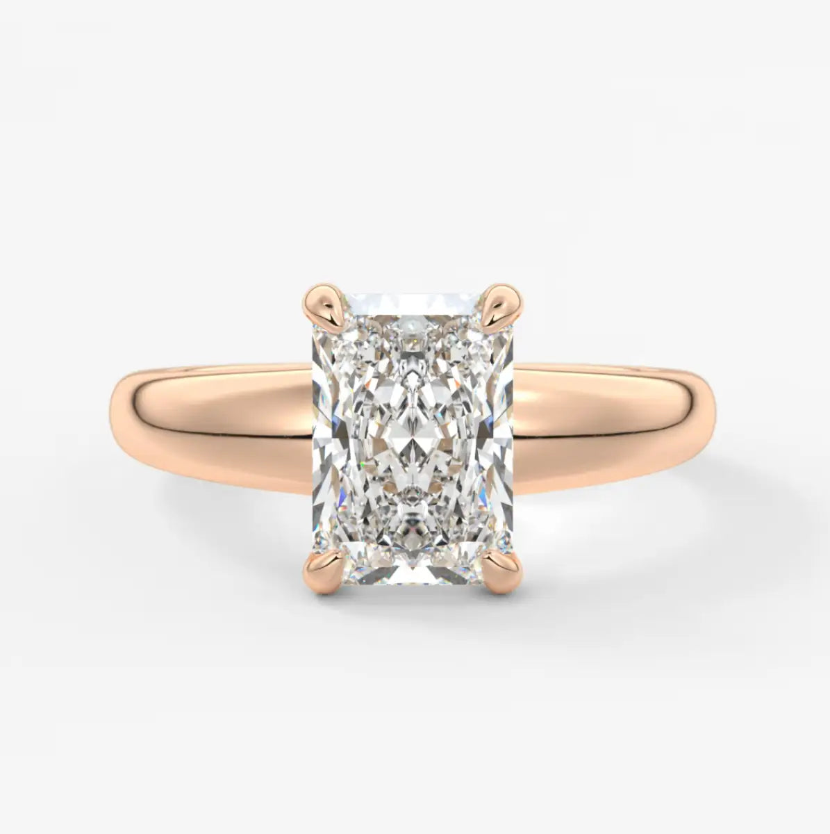 Custom made aura tapered radiant solitaire engagement ring | diamond lab