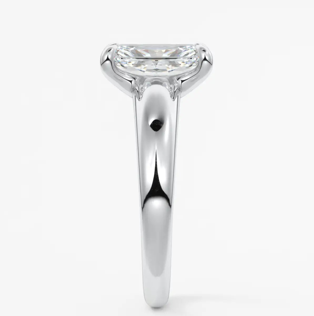 Custom made aura tapered radiant solitaire engagement ring | diamond lab