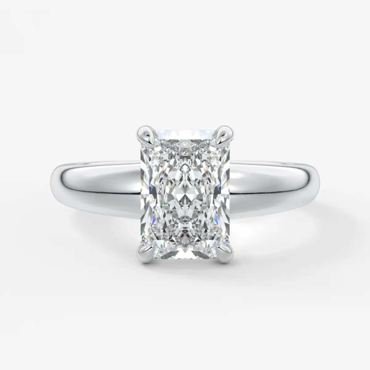 Custom made aura tapered radiant solitaire engagement ring | diamond lab