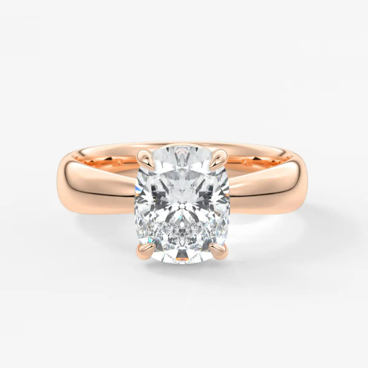 Custom made tapered elongated cushion solitaire ring | diamond lab australia