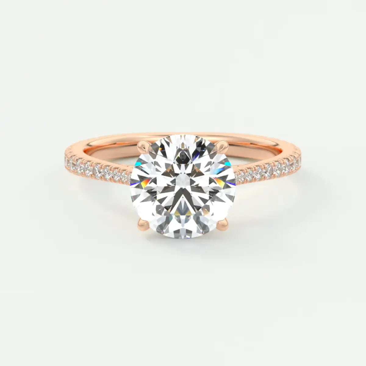 Custom made juliette round hidden halo cathedral engagement ring | diamond lab