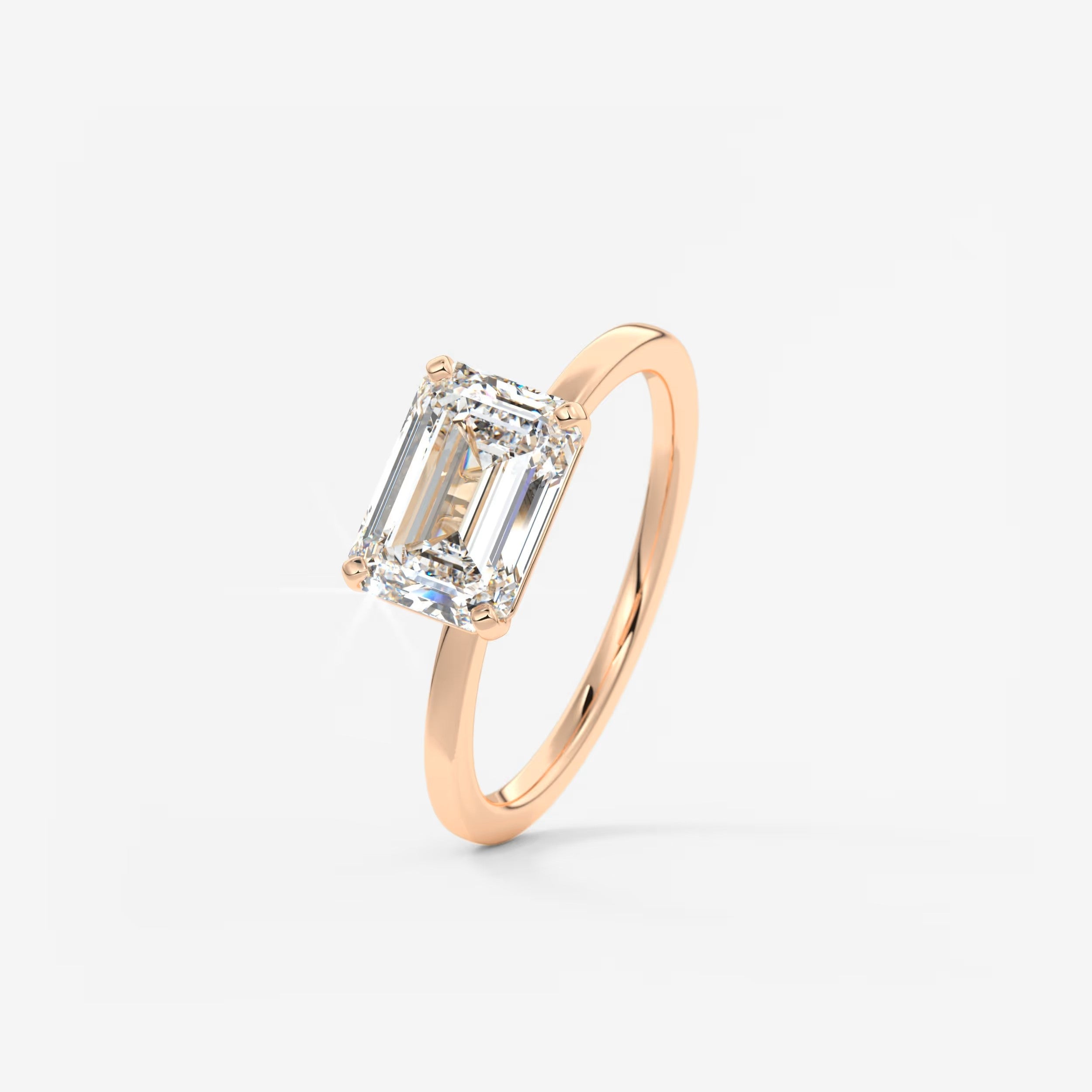 Custom made luna east-west emerald lab diamond or moissanite engagement ring