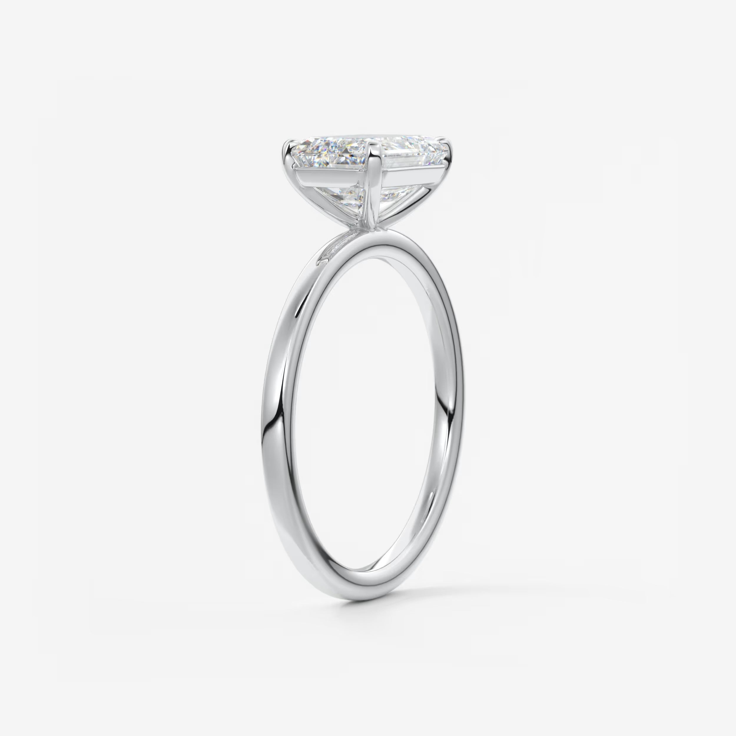 Custom made luna east-west emerald lab diamond or moissanite engagement ring