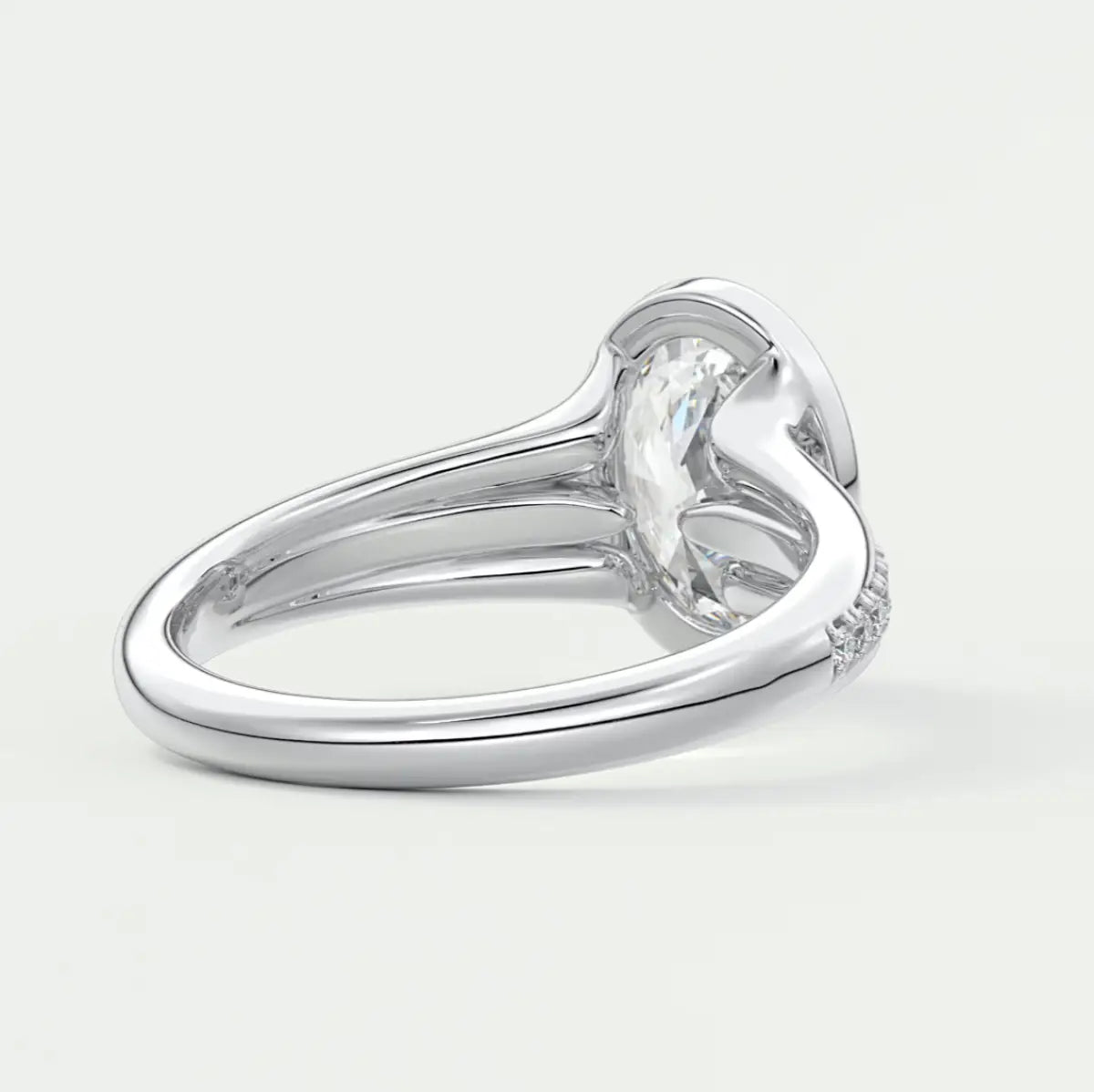 Custom made neriah oval bezel set engagement ring | split shank | diamond lab
