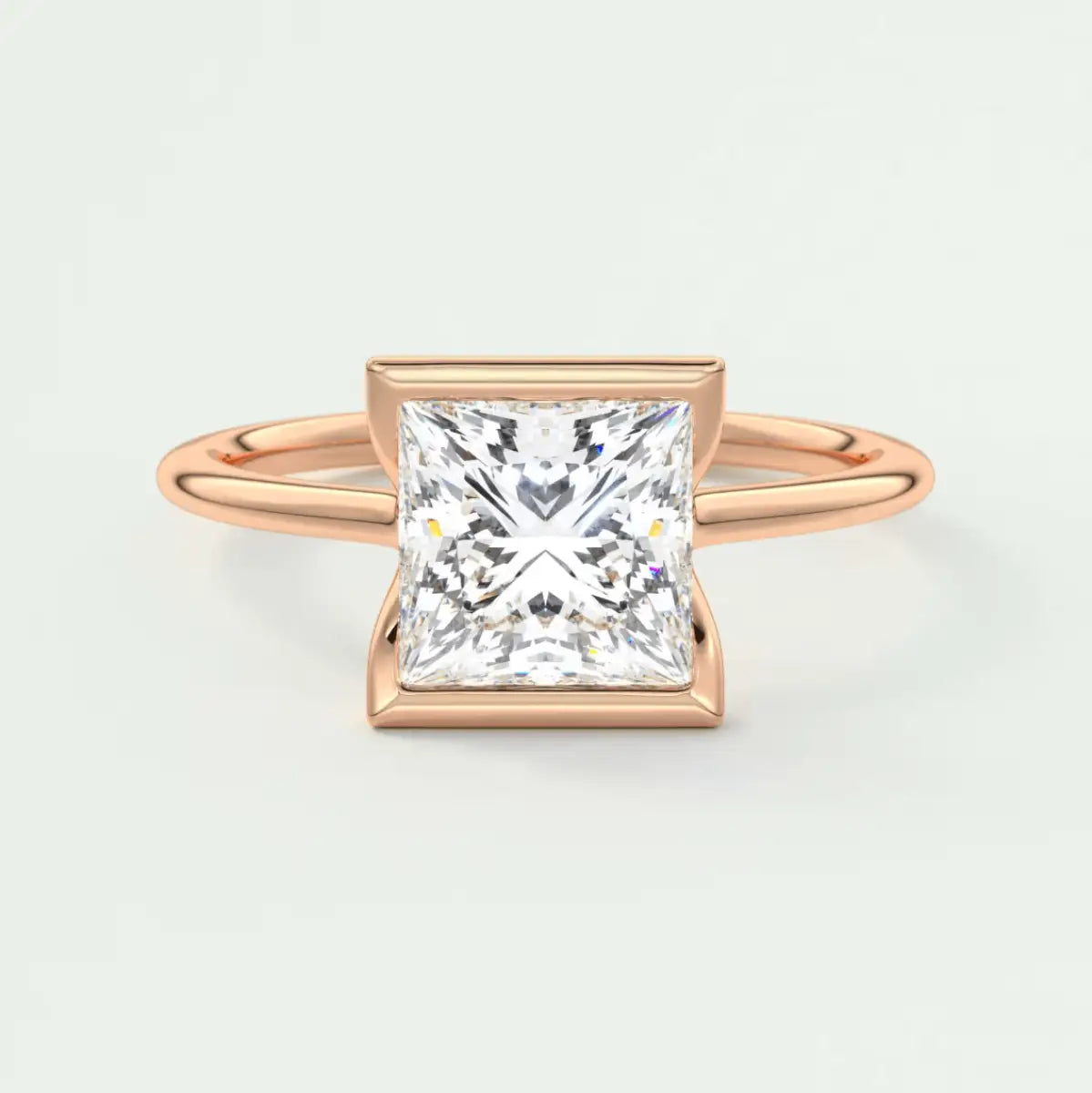 18k rose gold princess cut diamond engagement ring.