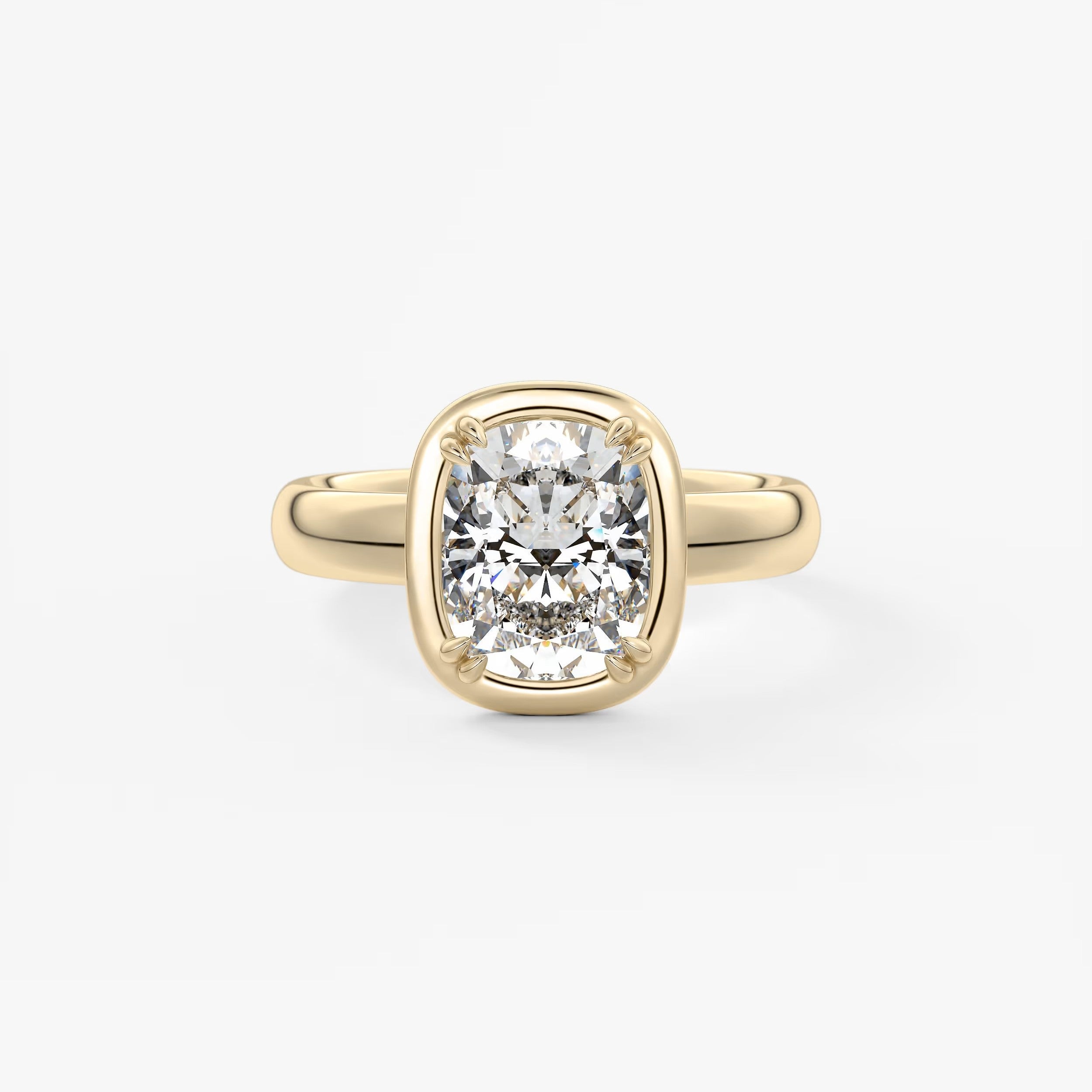 Custom made taylor grande elongated cushion lab diamond bezel engagement ring | australia