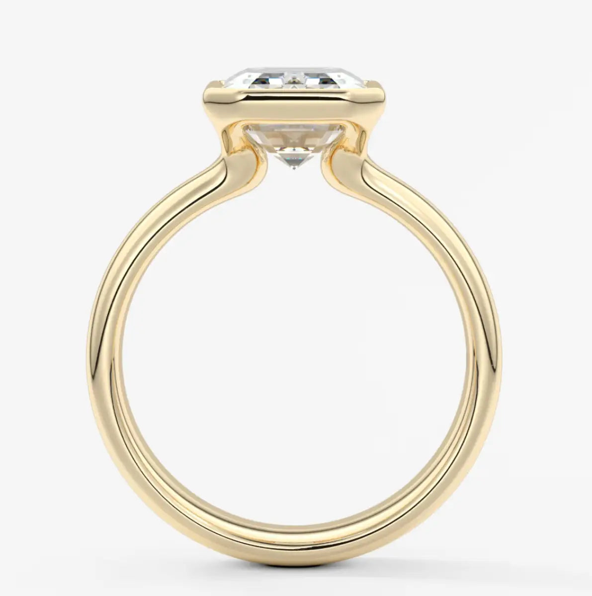 Custom made véda grande emerald bezel engagement ring | wide band | diamond lab