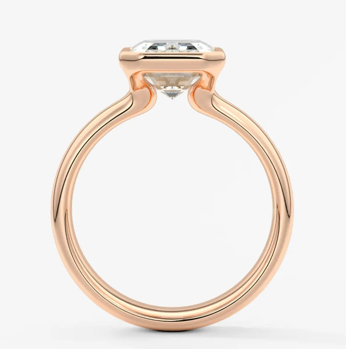 Custom made véda grande emerald bezel engagement ring | wide band | diamond lab