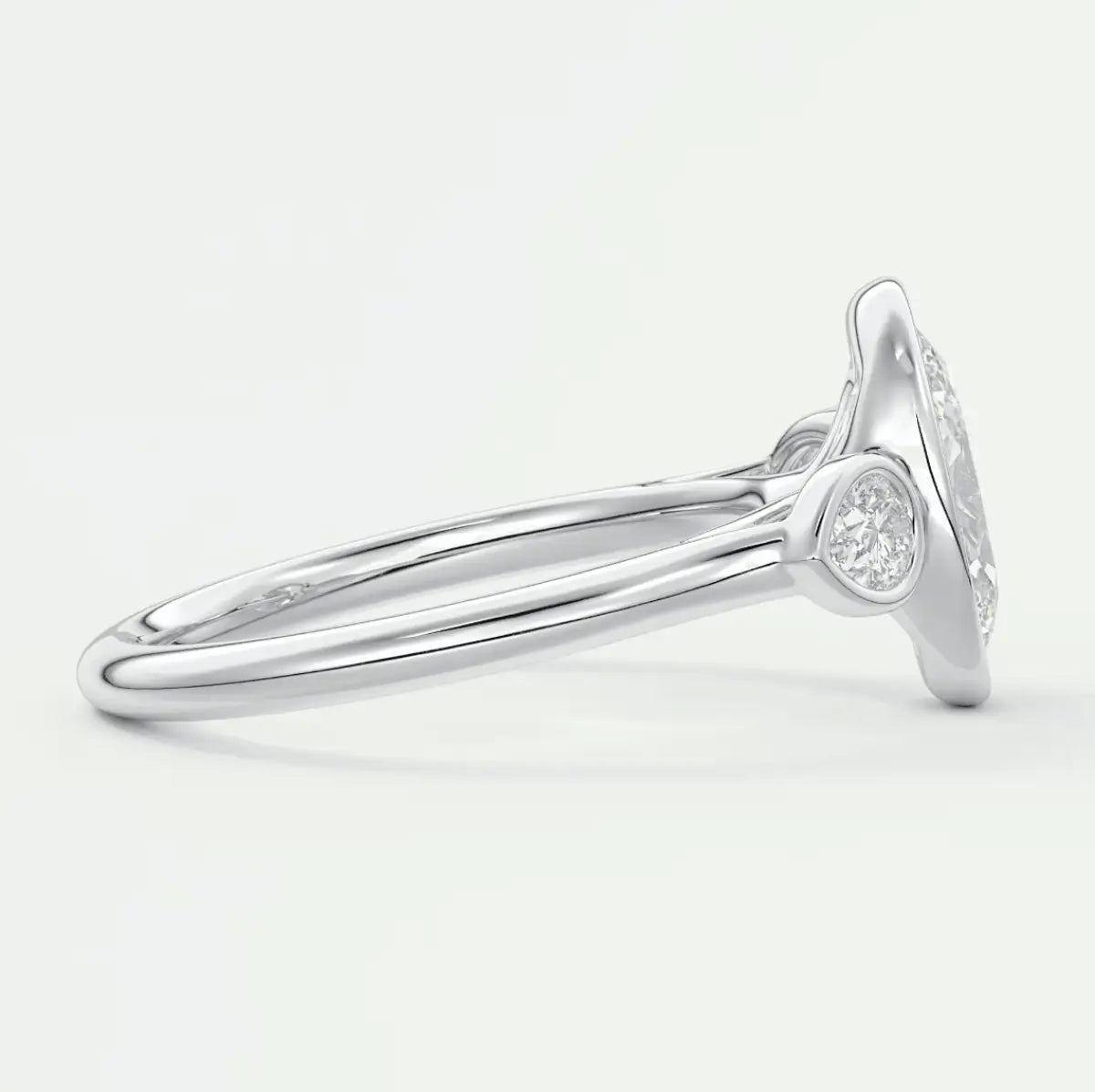 White gold diamond engagement ring with a halo design and round center stone.