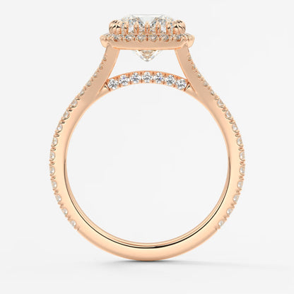 Aeris cushion halo pavé bridge engagement ring