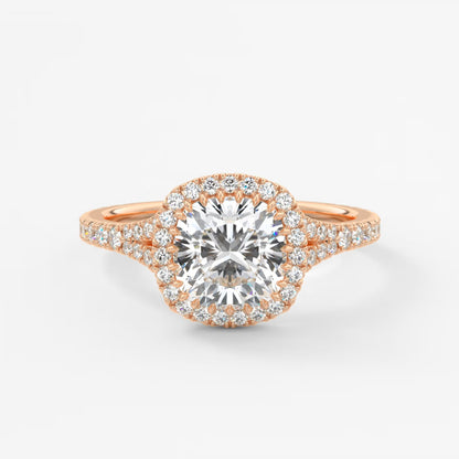 Aeris cushion halo pavé bridge engagement ring