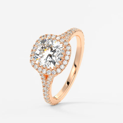 Aeris cushion halo pavé bridge engagement ring