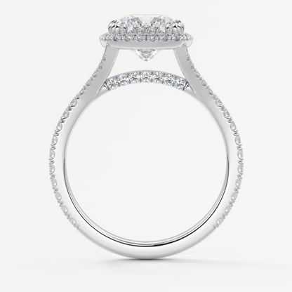 Aeris cushion halo pavé bridge engagement ring