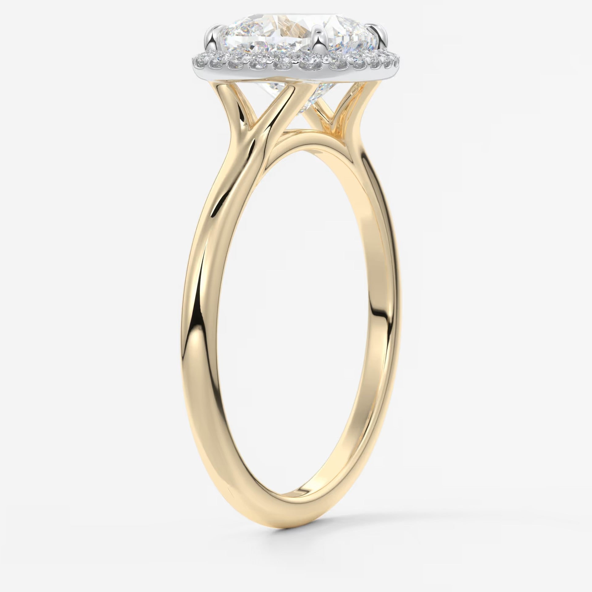 Aeris cushion halo two-tone engagement ring