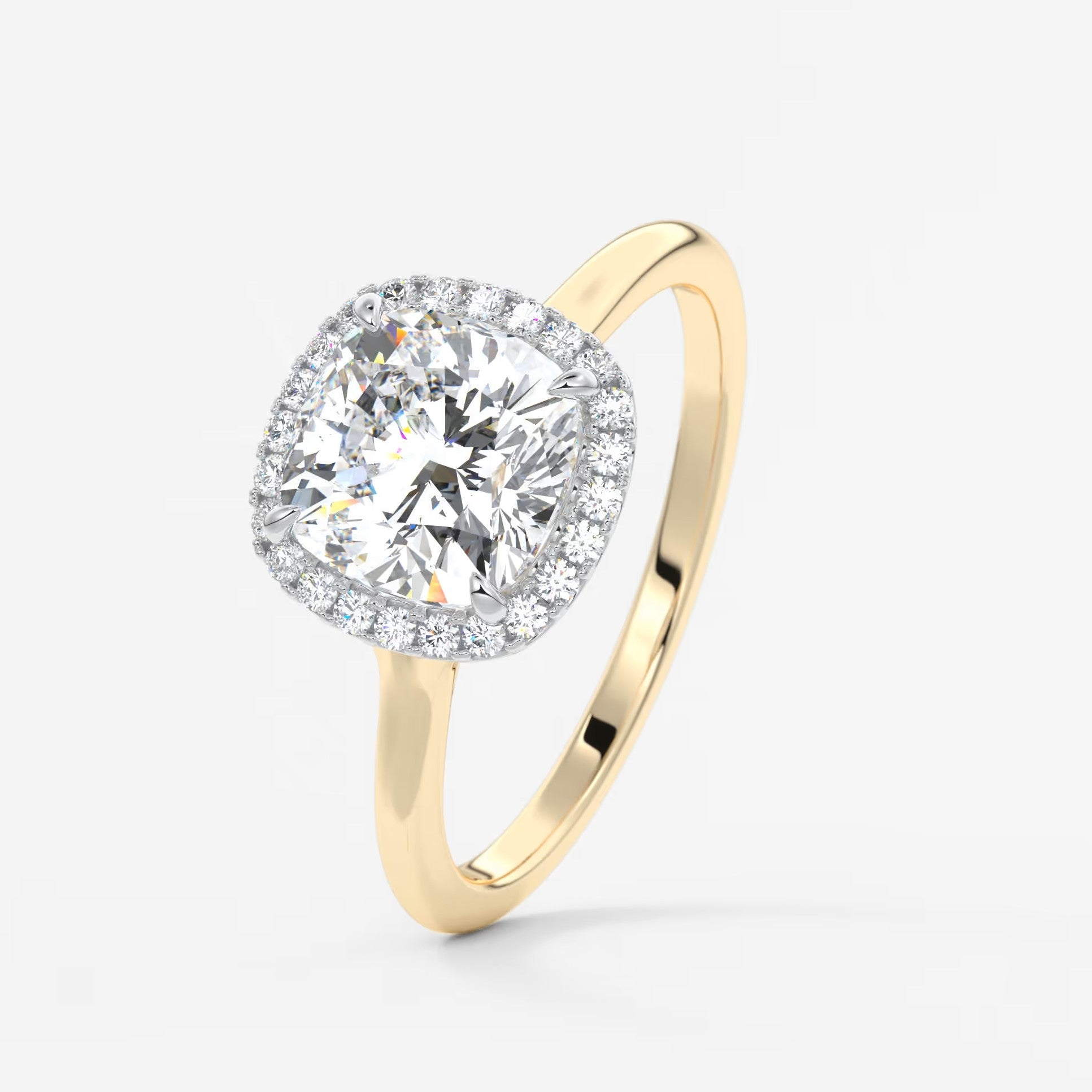 Aeris cushion halo two-tone engagement ring