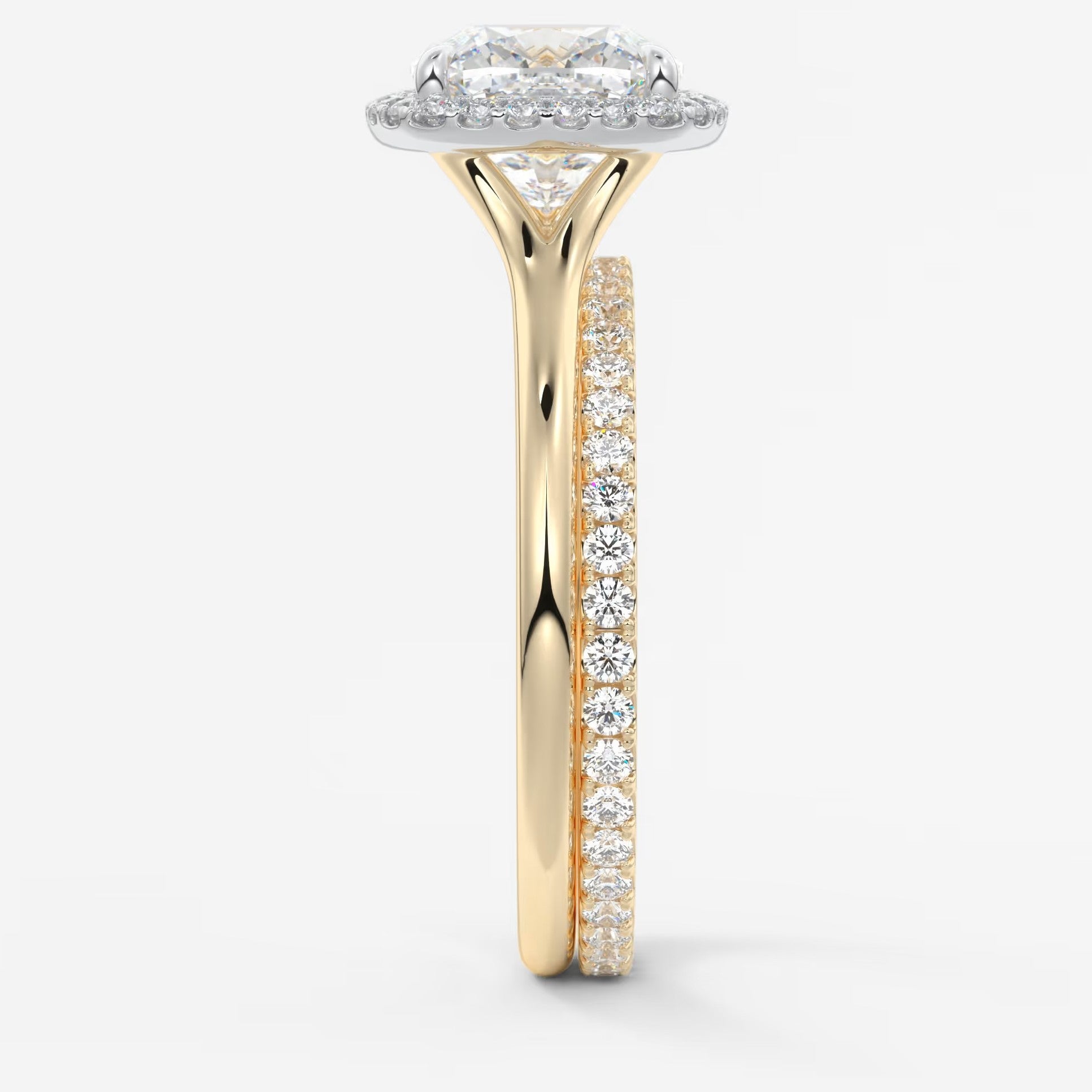 Aeris cushion halo two-tone engagement ring