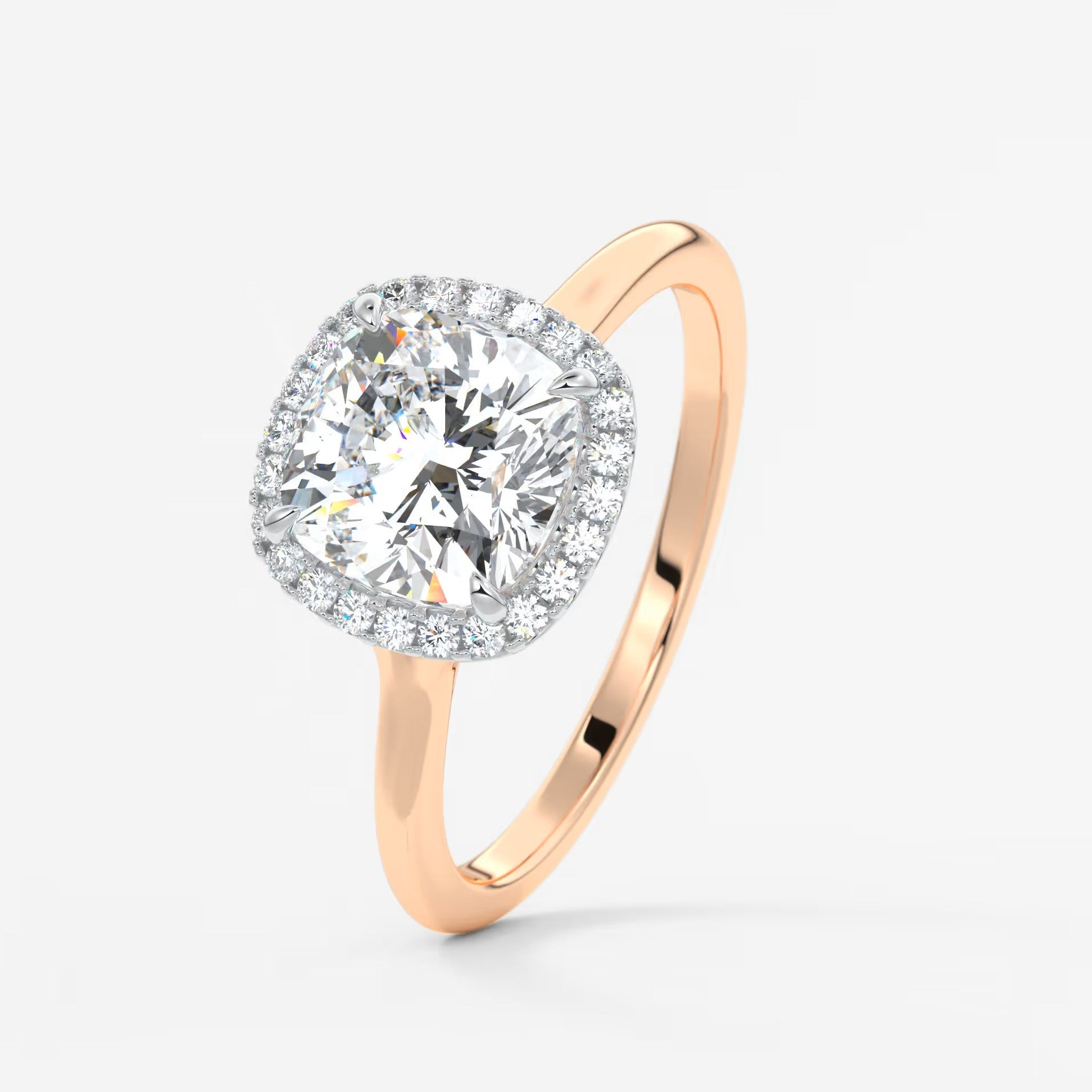 Aeris cushion halo two-tone engagement ring