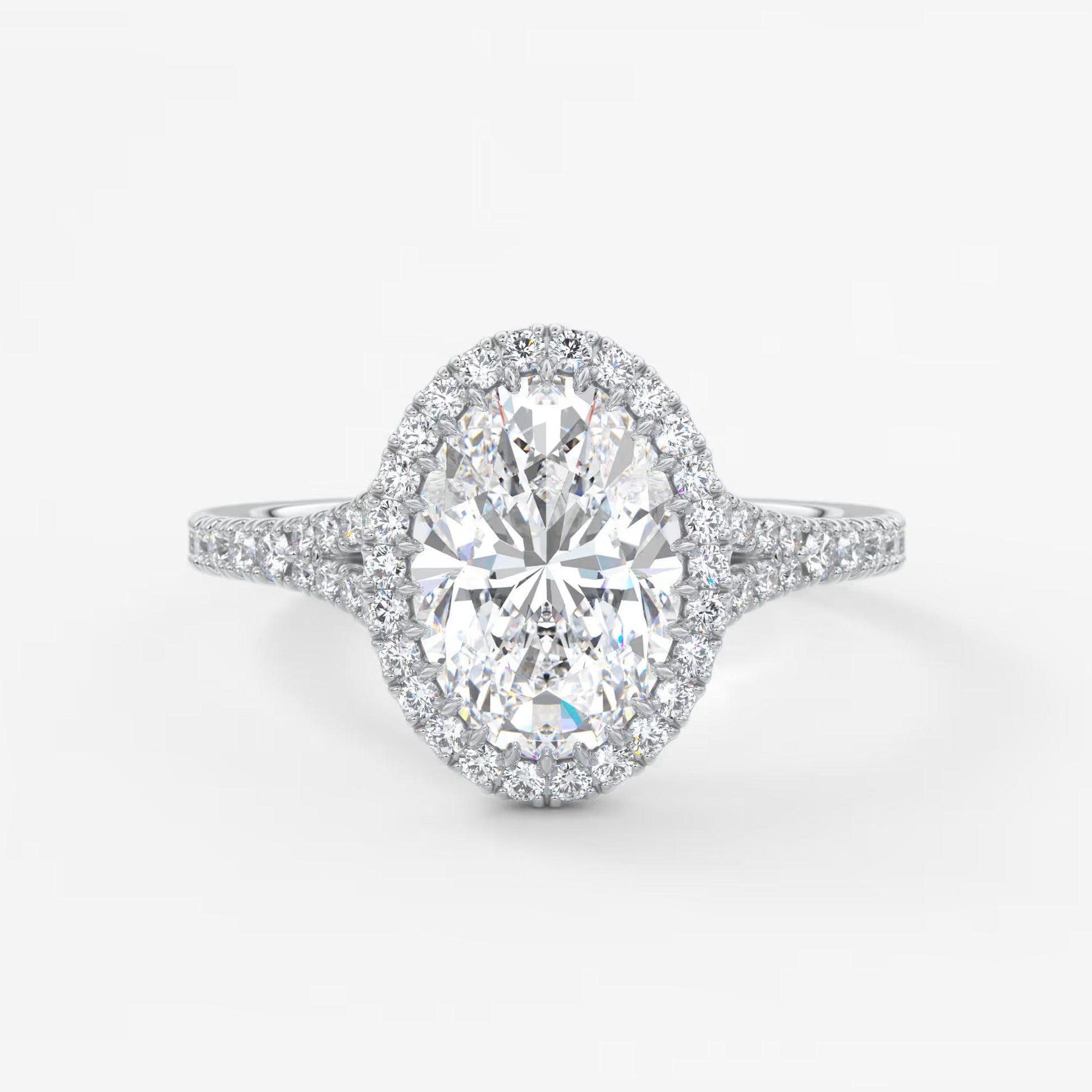 Aeris oval halo pavé bridge engagement ring