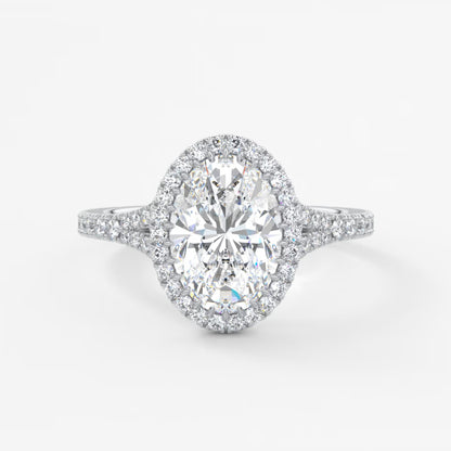 Aeris oval halo pavé bridge engagement ring