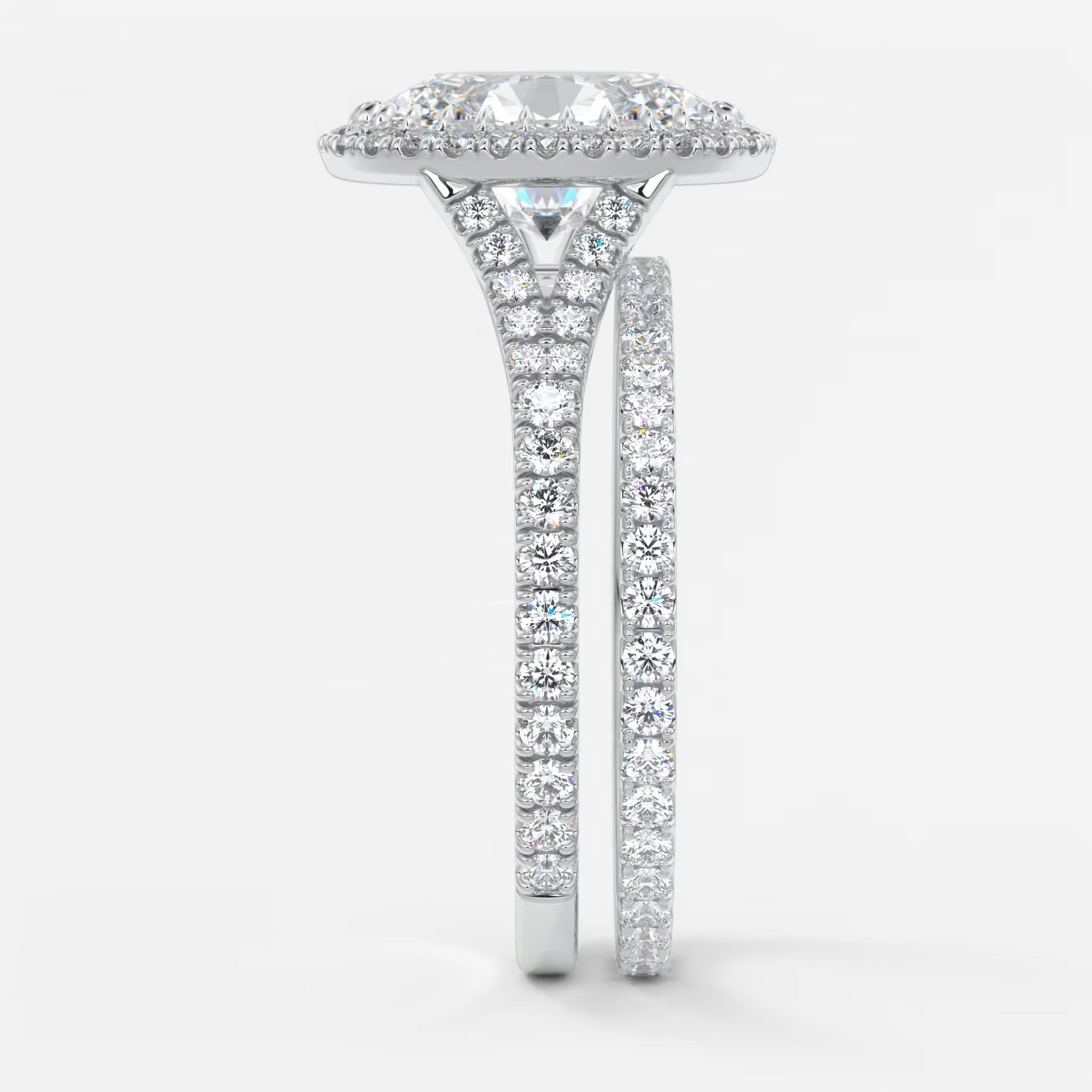 Aeris oval halo pavé bridge engagement ring