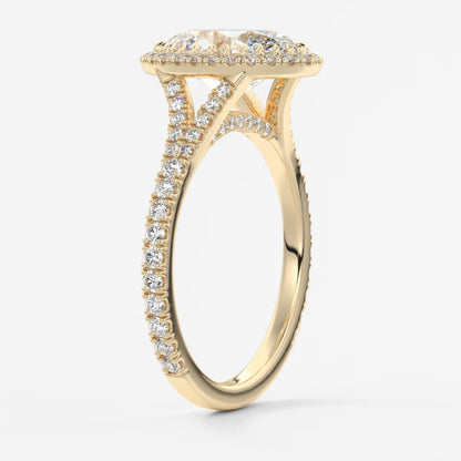 Aeris oval halo pavé bridge engagement ring
