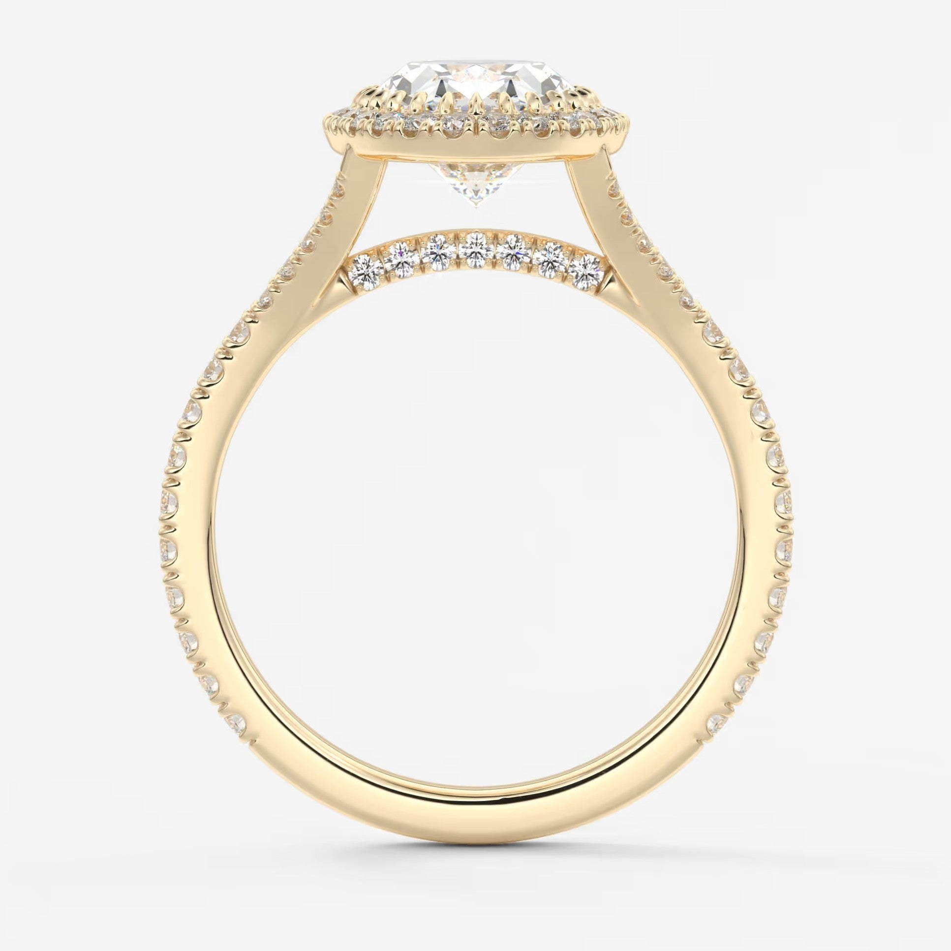 Aeris oval halo pavé bridge engagement ring