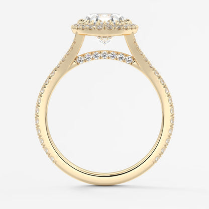 Aeris oval halo pavé bridge engagement ring
