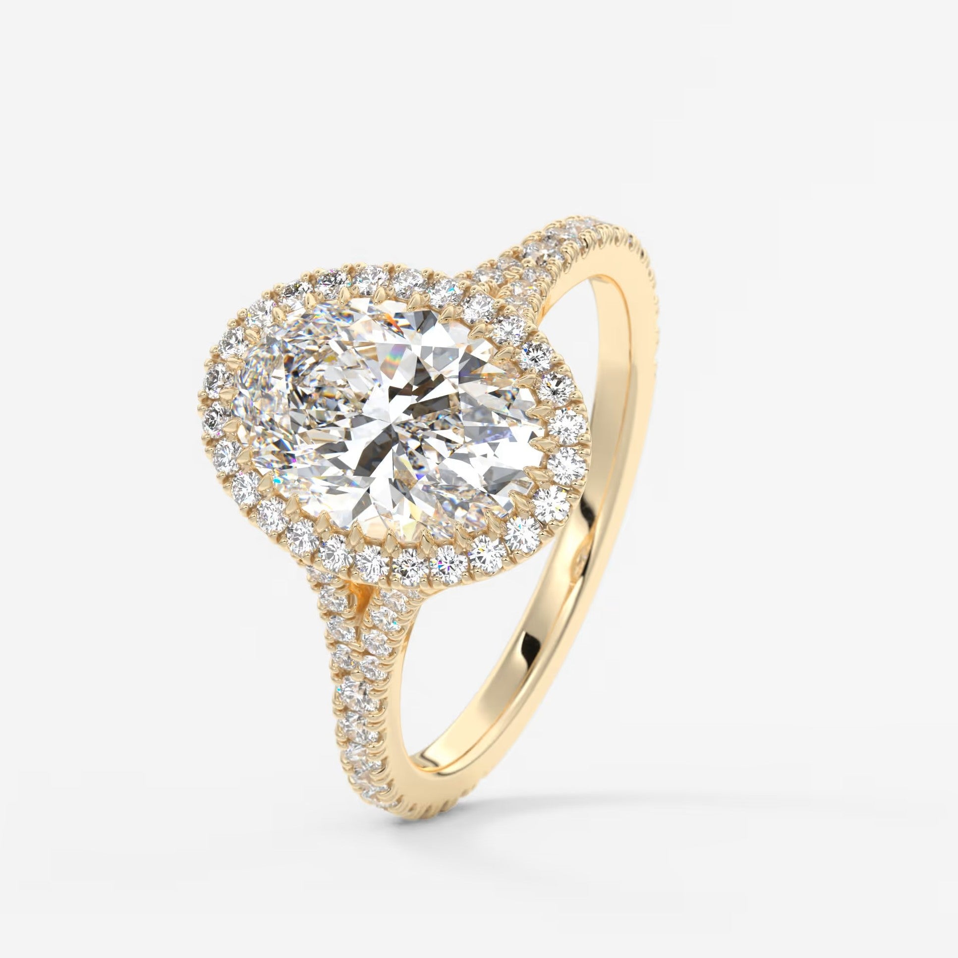 Aeris oval halo pavé bridge engagement ring