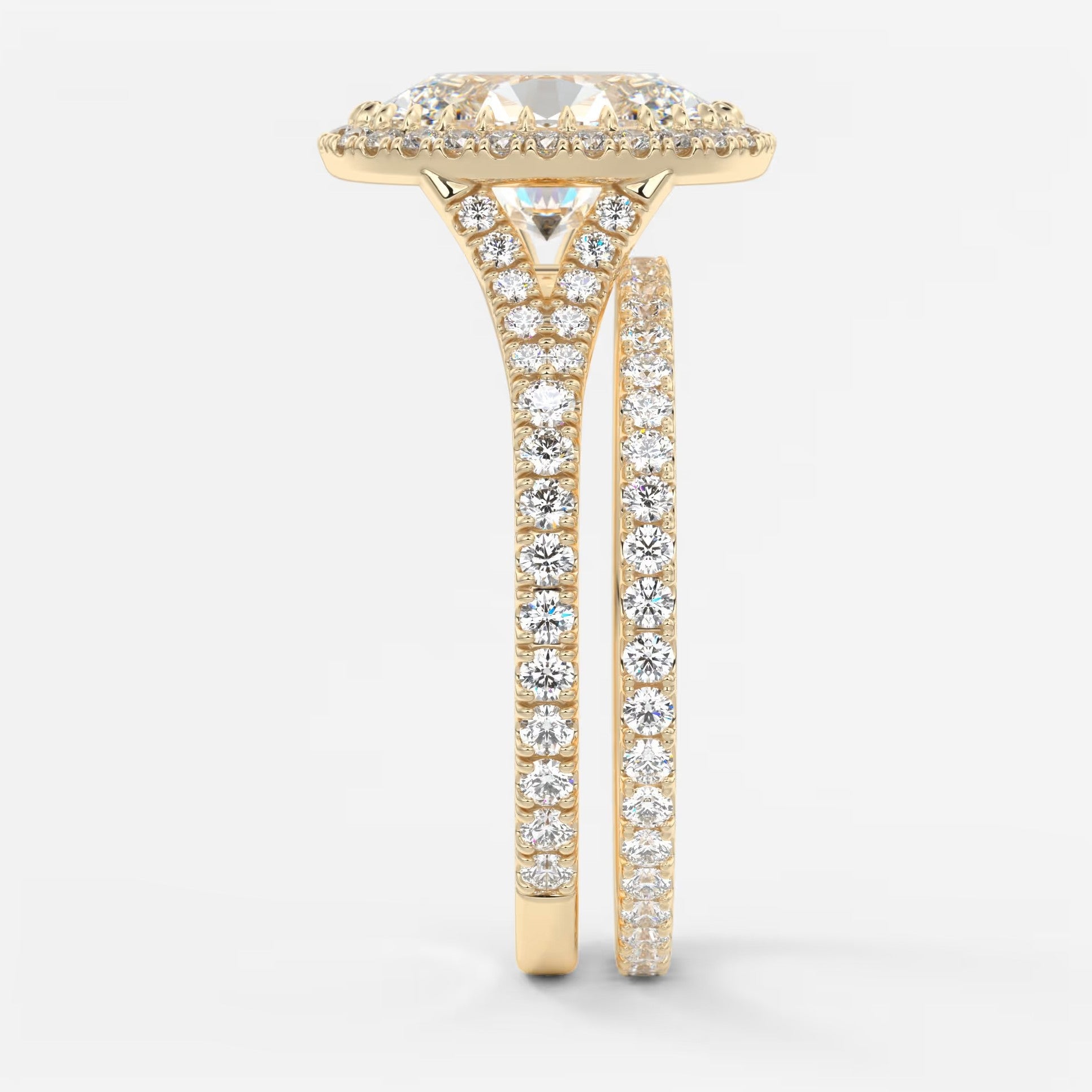 Aeris oval halo pavé bridge engagement ring