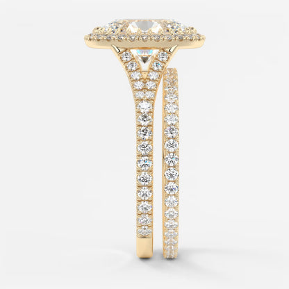 Aeris oval halo pavé bridge engagement ring