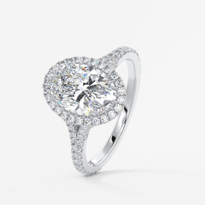 Aeris oval halo pavé bridge engagement ring