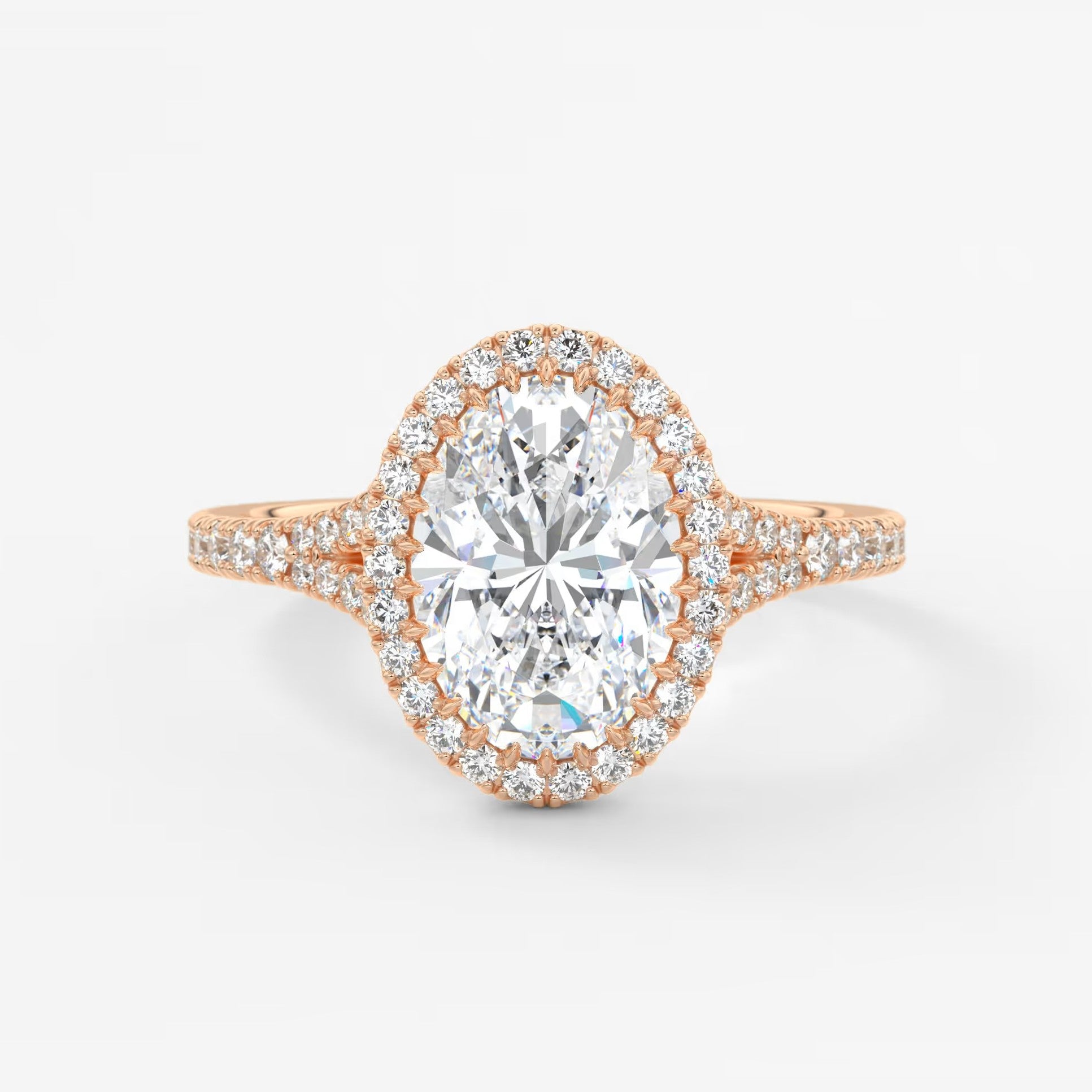 Aeris oval halo pavé bridge engagement ring