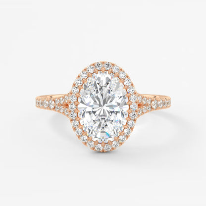 Aeris oval halo pavé bridge engagement ring