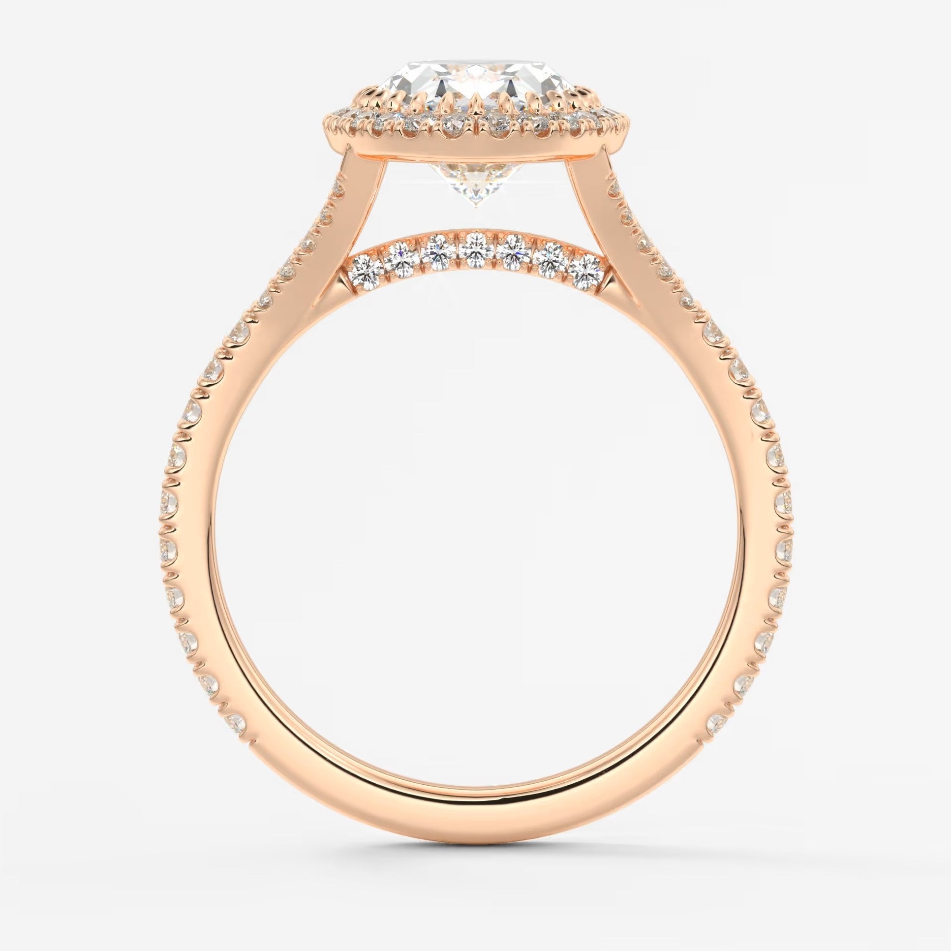 Aeris oval halo pavé bridge engagement ring