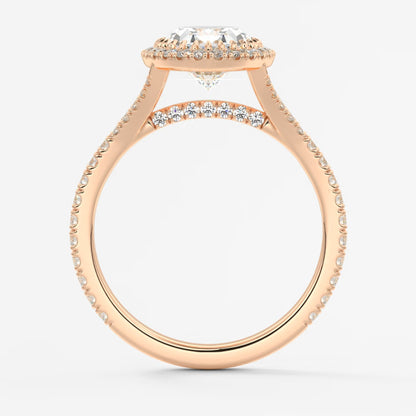 Aeris oval halo pavé bridge engagement ring