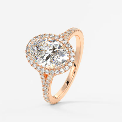 Aeris oval halo pavé bridge engagement ring