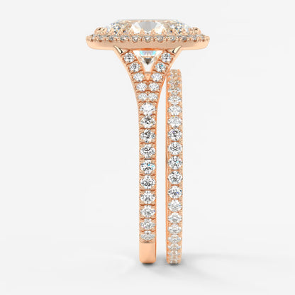 Aeris oval halo pavé bridge engagement ring