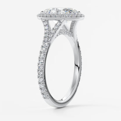 Aeris oval halo pavé bridge engagement ring