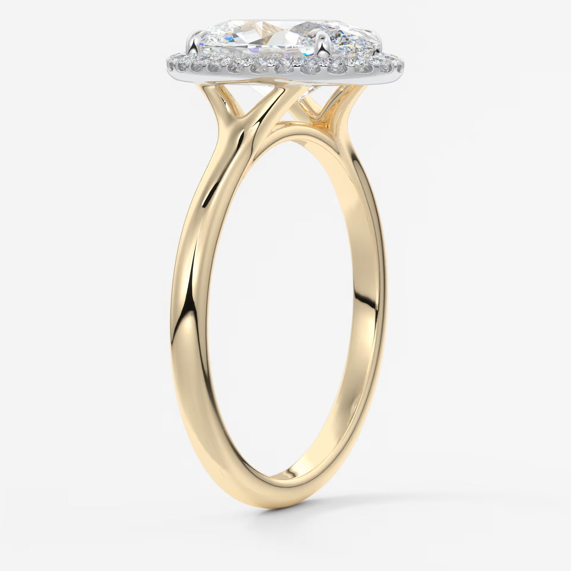 Aeris oval halo two-tone engagement ring